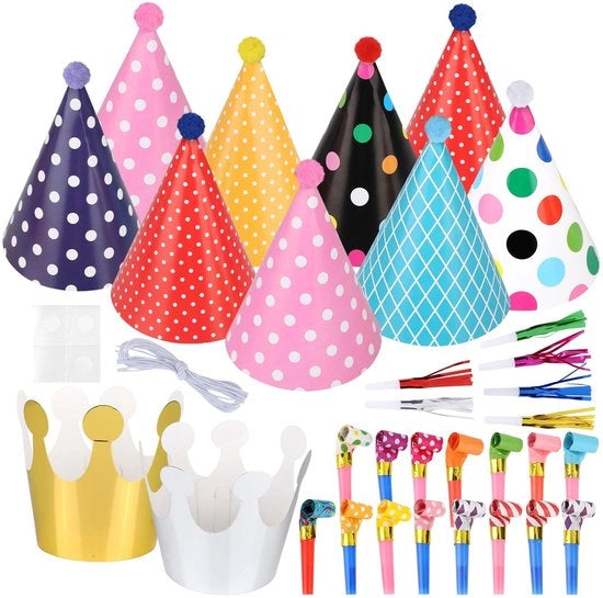 Set di corone di carta per festa 32 pezzi - Decorazioni per feste - Articoli da festa - Set di decorazioni - Feste - Sostenibile e riutilizzabile