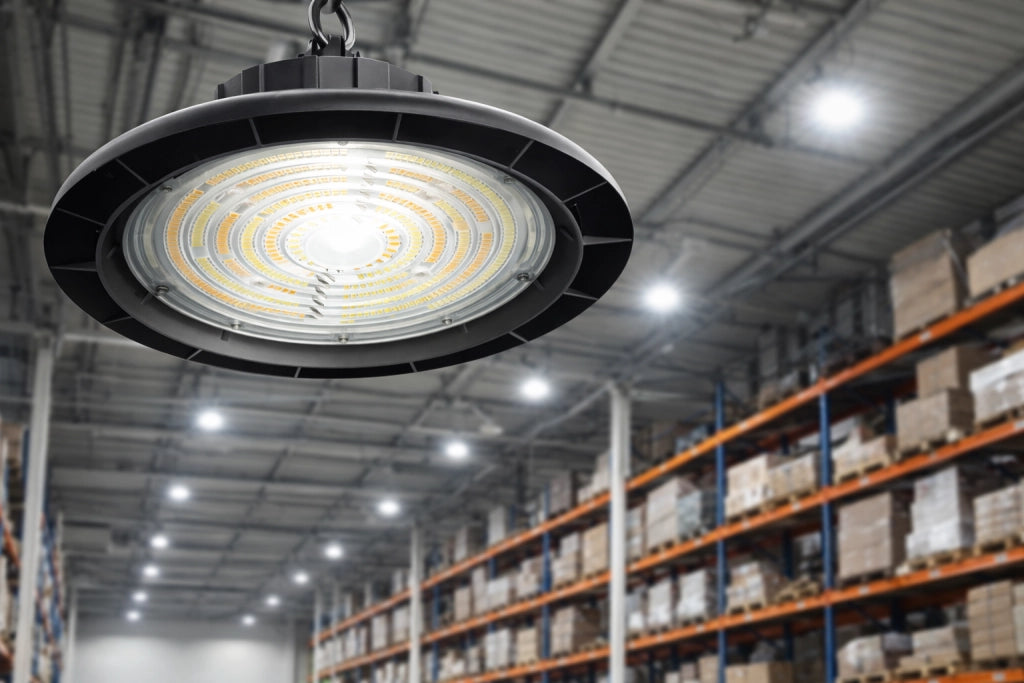 Campana LED UFO 100W 15000LM IP65 Industriale CCT Switch 3000K 4000K 6500K Fascio 90° High Bay Magazzino Capannone