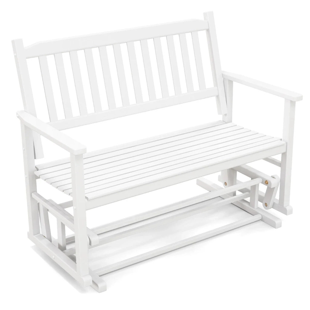 Panchina da giardino scorrevole 126 x 68 x 100 cm comfort ottimale per 2 persone stile moderno legno di pioppo bianco 20_0020509