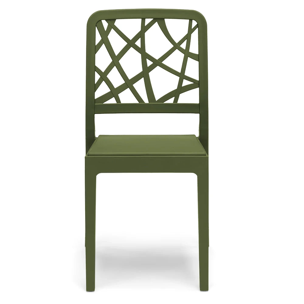 Set 4 sedie in polipropilene PENELOPE, 100% MADE IN ITALY, impilabile, resistente ai raggi UV, design moderno, ideale per sala da pranzo, cucina, sala d’attesa, bar, ristoranti o giardino, colore Verde Oliva