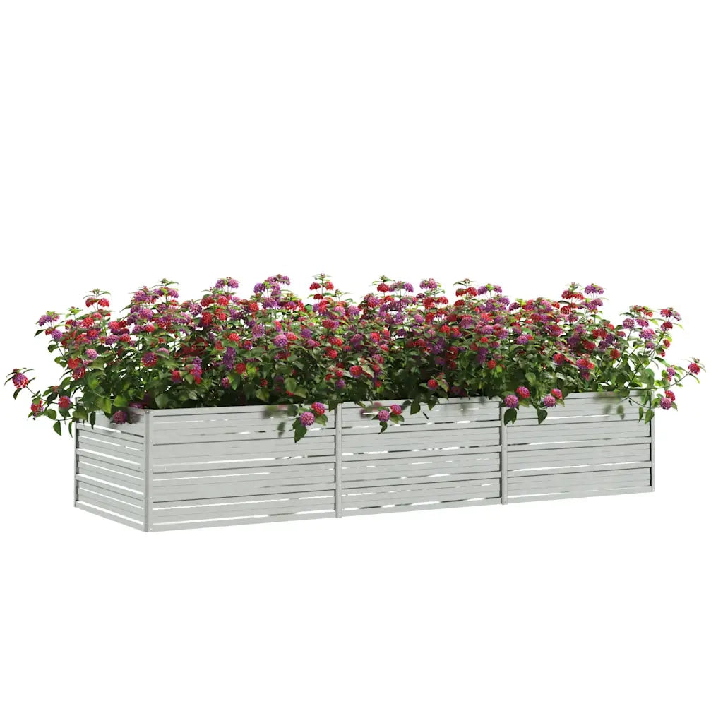 Fioriere | Cassetta per fiori | Letto Rialzato Giardino 240x80x45 cm in Acciaio Zincato Argento
