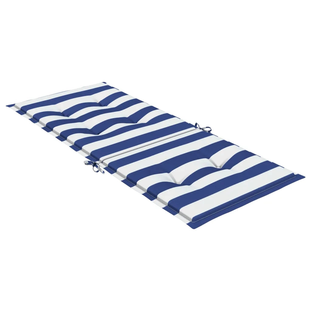 Cuscini Sedia Schienale Alto 4 pz Strisce Bianche e Blu Tessuto 361254