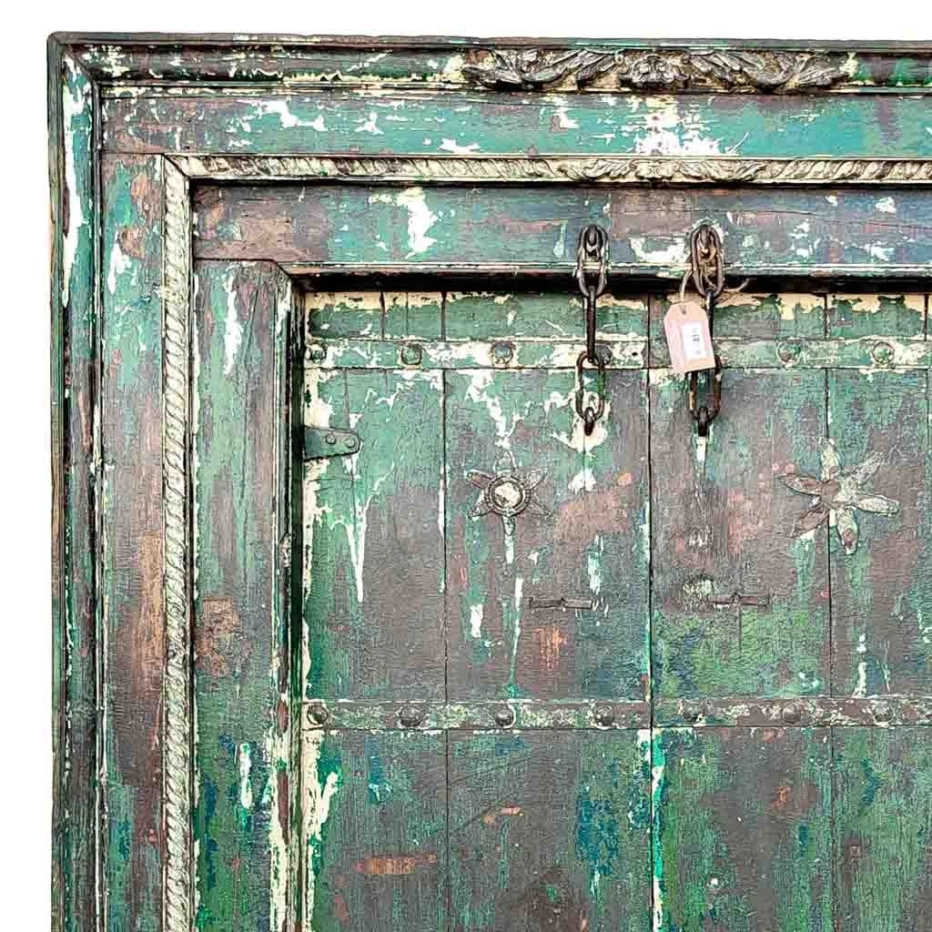 Porta in legno marrone con finitura artigianale, 130x14x190 cm h