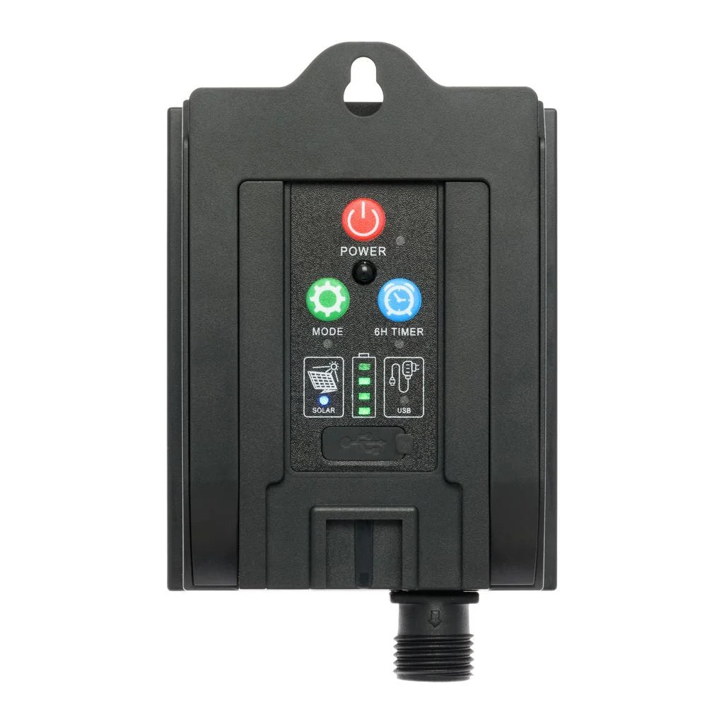 Catena solare 20 m, 400 led bianco caldo, cavo verde, Power Bank con ricarica USB