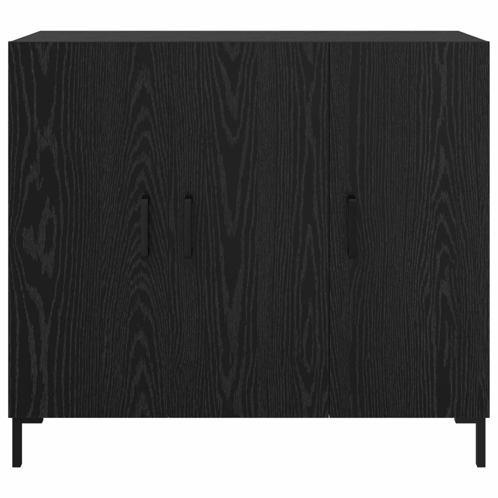 Credenza Rovere Nero 90 x 34 x 80 cm Legno multistrato 879585