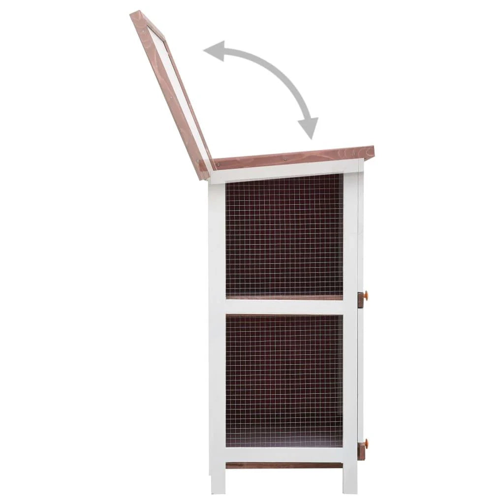 Conigliera da esterno con 4 porte 90 x 45 x 90 cm legno marrone 02_0000593