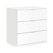 Cassettiera Rea, Settimanale moderna a 3 cassetti, Mobile ComÒ² basso per camera da letto, Mobile Settimanale, cm 77x38h80, Bianco