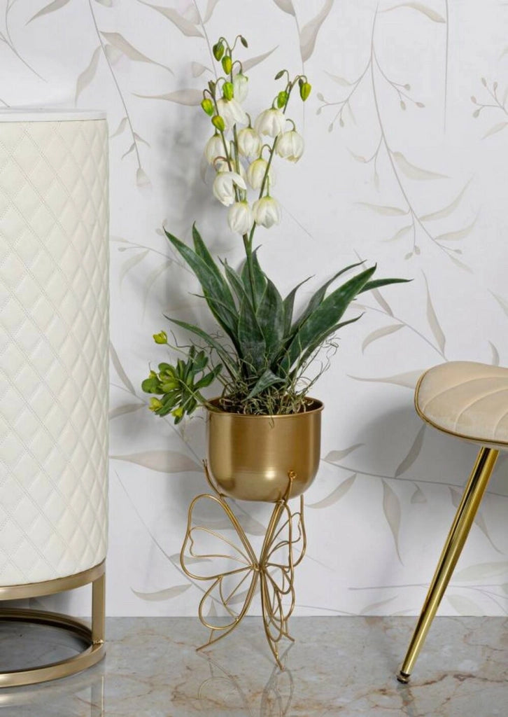 Portavasi Monti, Complemento d'arredo, Articolo decorativo, Accessorio d'arredo, Oro, 22x22 h40 cm