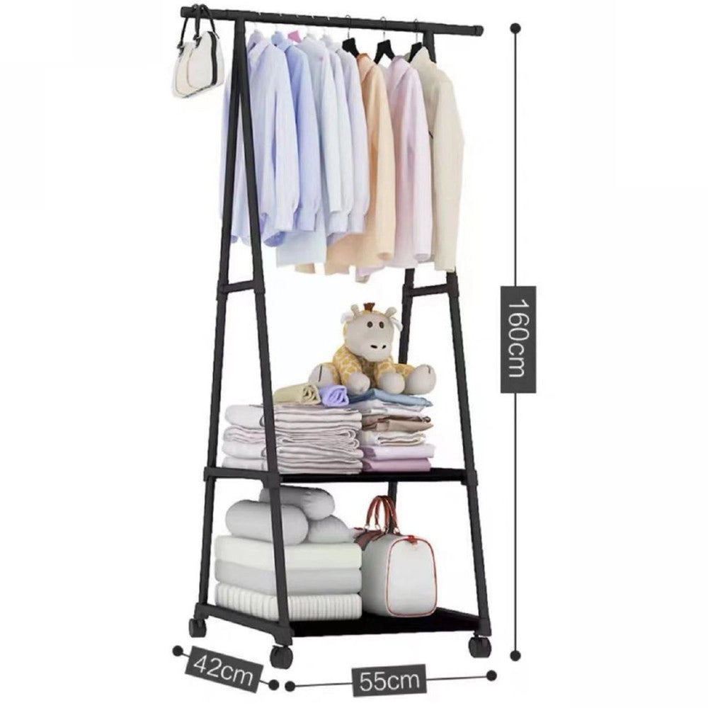 Trade Shop - Stand Appendiabiti Attaccapanni In Legno Mdf E Metallo Camera Da Letto Nero -