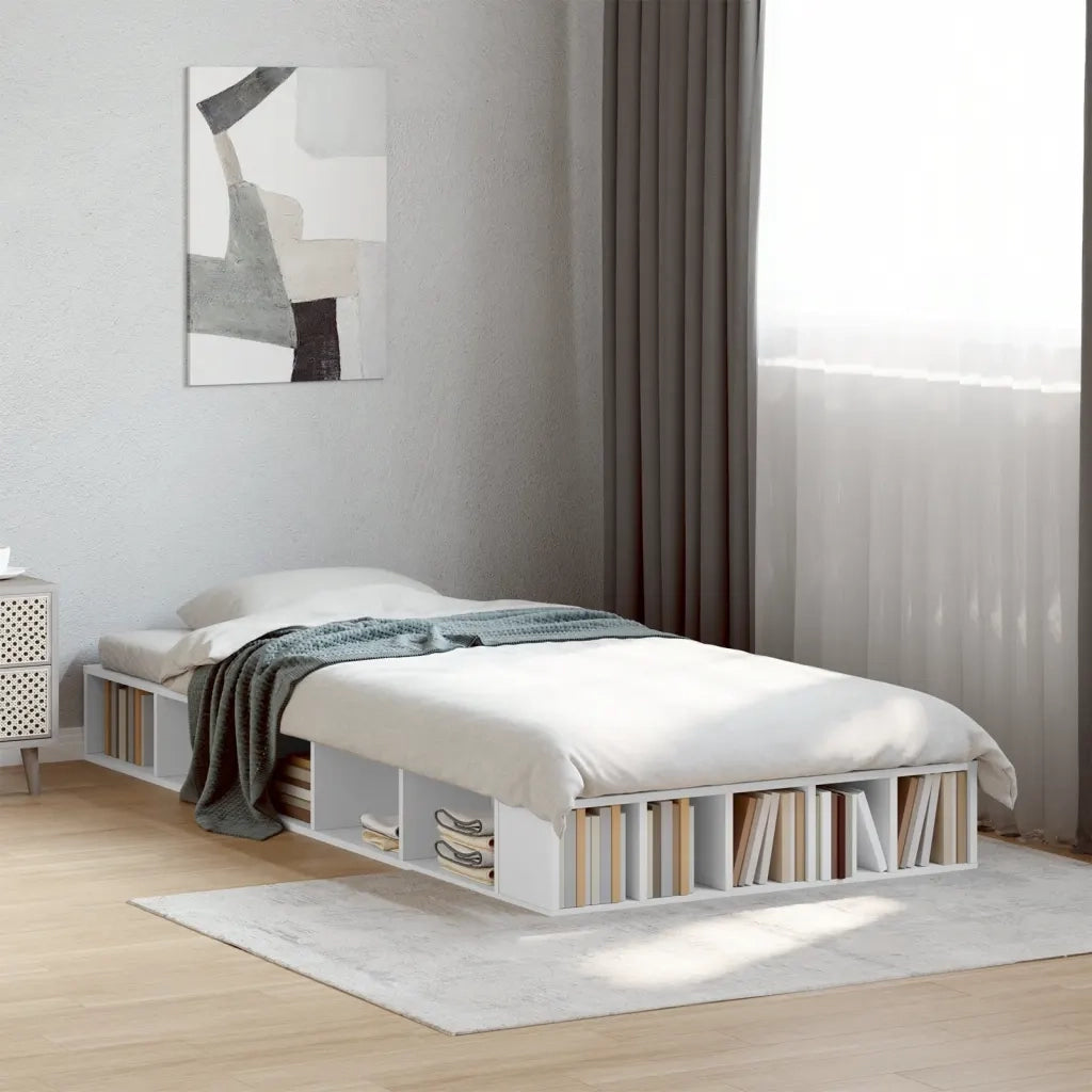 Letto singolo | Letto per adulti | Giroletto Bianco 75x190 cm in Legno Multistrato