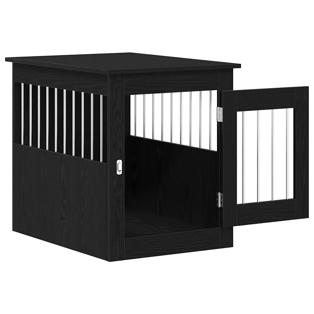 Mobile per cuccia per cani Rovere Nero 55x75x65 cm in legno ingegnerizzato 862175
