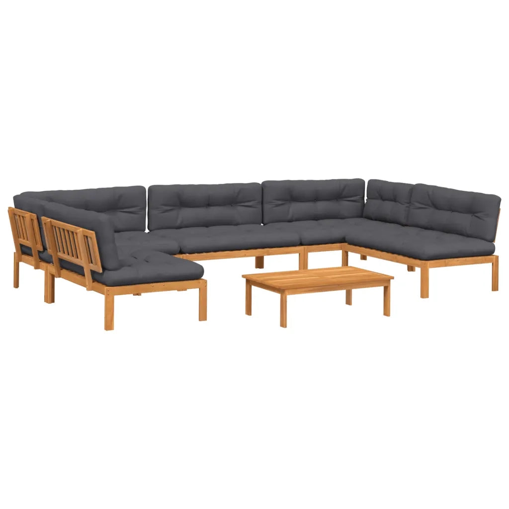 Set Divano Pallet da Giardino 6 pz con Cuscini Massello Acacia