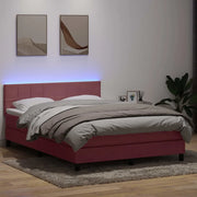 Letto a Molle con Materasso e LED Rosa 160x220 cm in Velluto 3316940