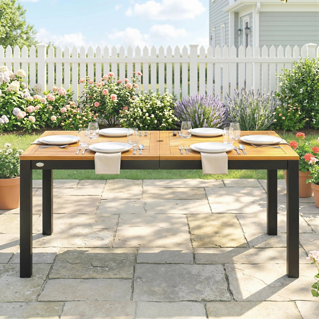 Tavolo da pranzo per giardino in legno per 6 persone ¨C zephmum ¨C naturale 150x75x75