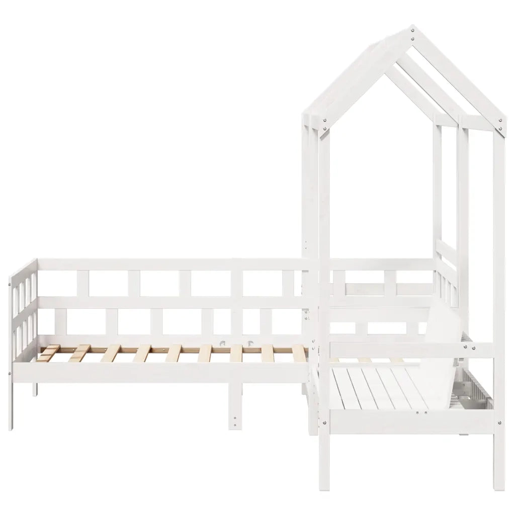 Set Dormeuse con Tetto Bianco 80x200 cm Legno Massello di Pino 3282247