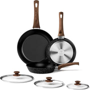 Set di contenitori antiaffamatori - inductivi - 3 pezzi - neri - alluminio - 20/24/28 cm