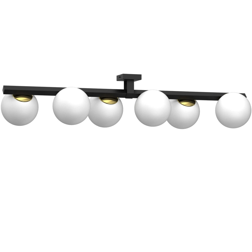 Lampada a soffitto Idris 6xE27 nera oro sfere bianche