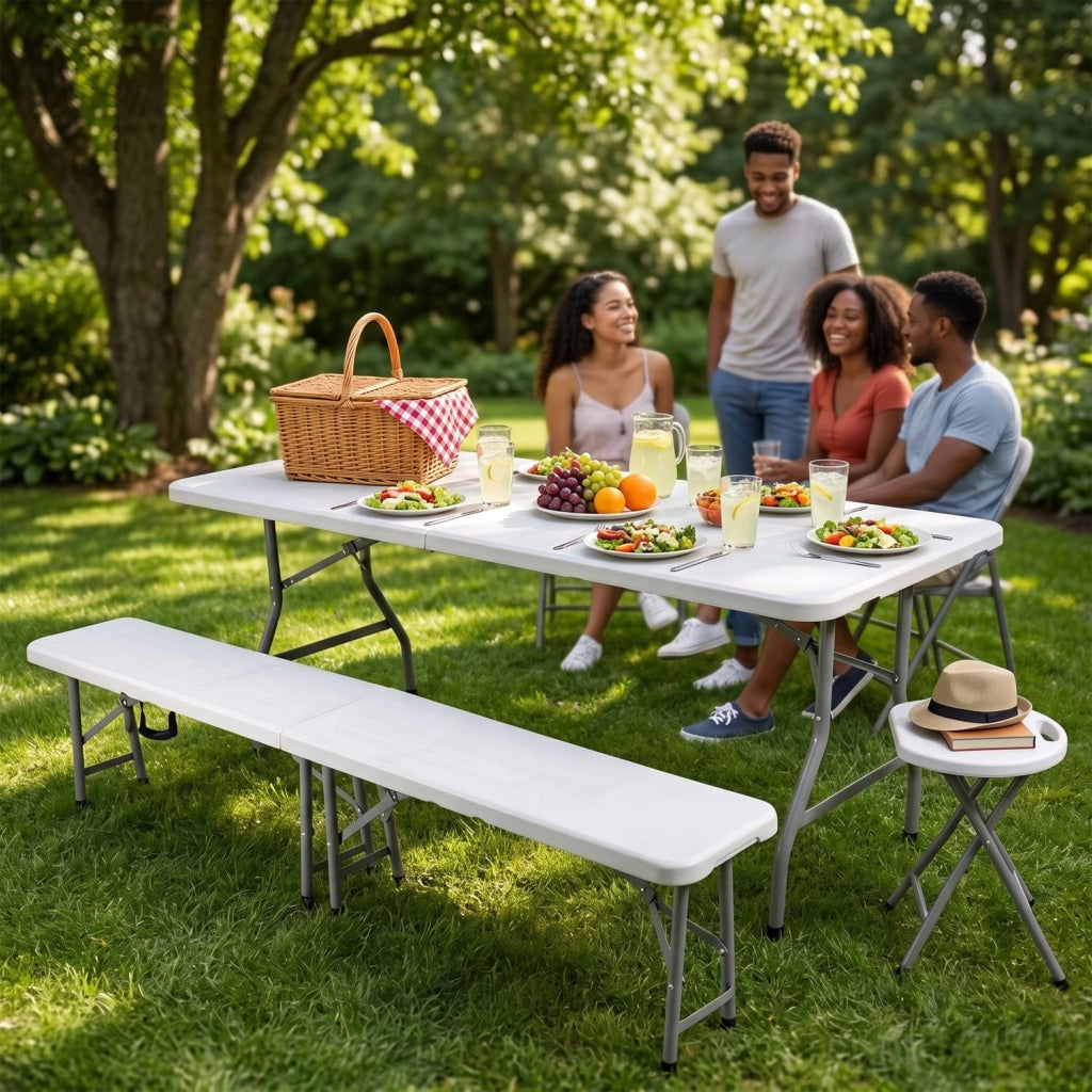 Marvin Panca Pieghevole Esterno Salvaspazio da Giardino Coco Panchina Birreria da Campeggio 183 cm Panche Portatili per