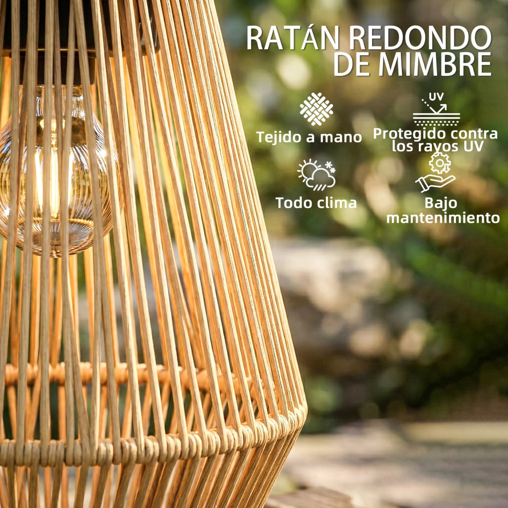 Lanterne Solari da Giardino 2 Pezzi ¨C zephmum ¨C Marrone Rattan IP44