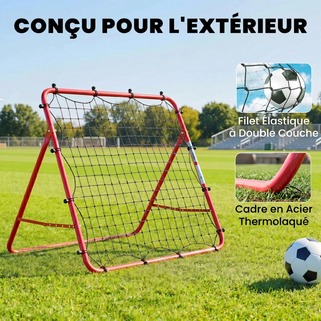 Rete Rimbalzo Calcio Portatile ¨C Xylo ¨C 5 Angoli Regolabili Acciaio Nylon 103x72x89cm Rosso
