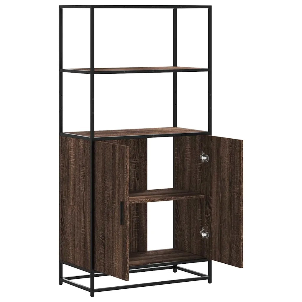 Credenza Rovere Marrone 68x35x139 cm Legno Multistrato Metallo