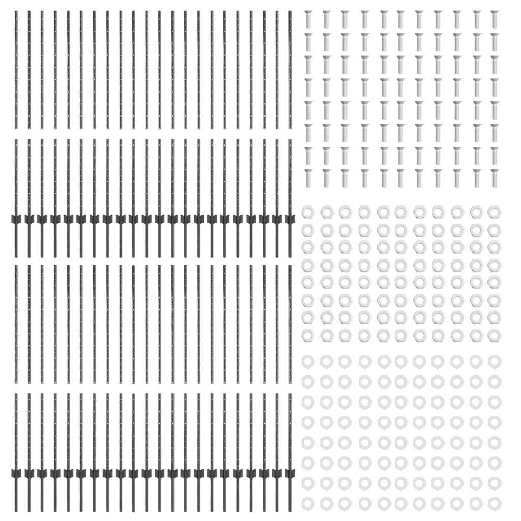 Pali di Recinzione 88 pcs U-Channel Grigio 180 cm Acciaio