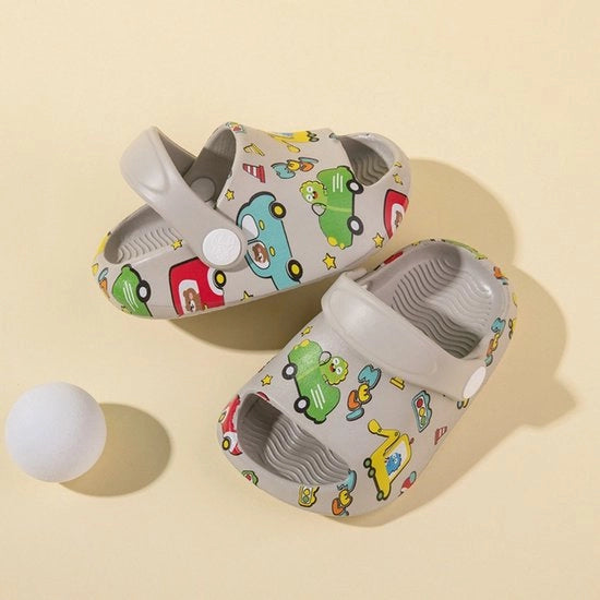 Pantofole per bambini - calzature antiscivolo soffice per spiaggia e piscina - pantofole con stampa moderna - leggere e respiranti - pantofole estive divertenti per ragazze e ragazzi - adatte per esterno, scuola, bagno, spiaggia e piscina - taglia 18