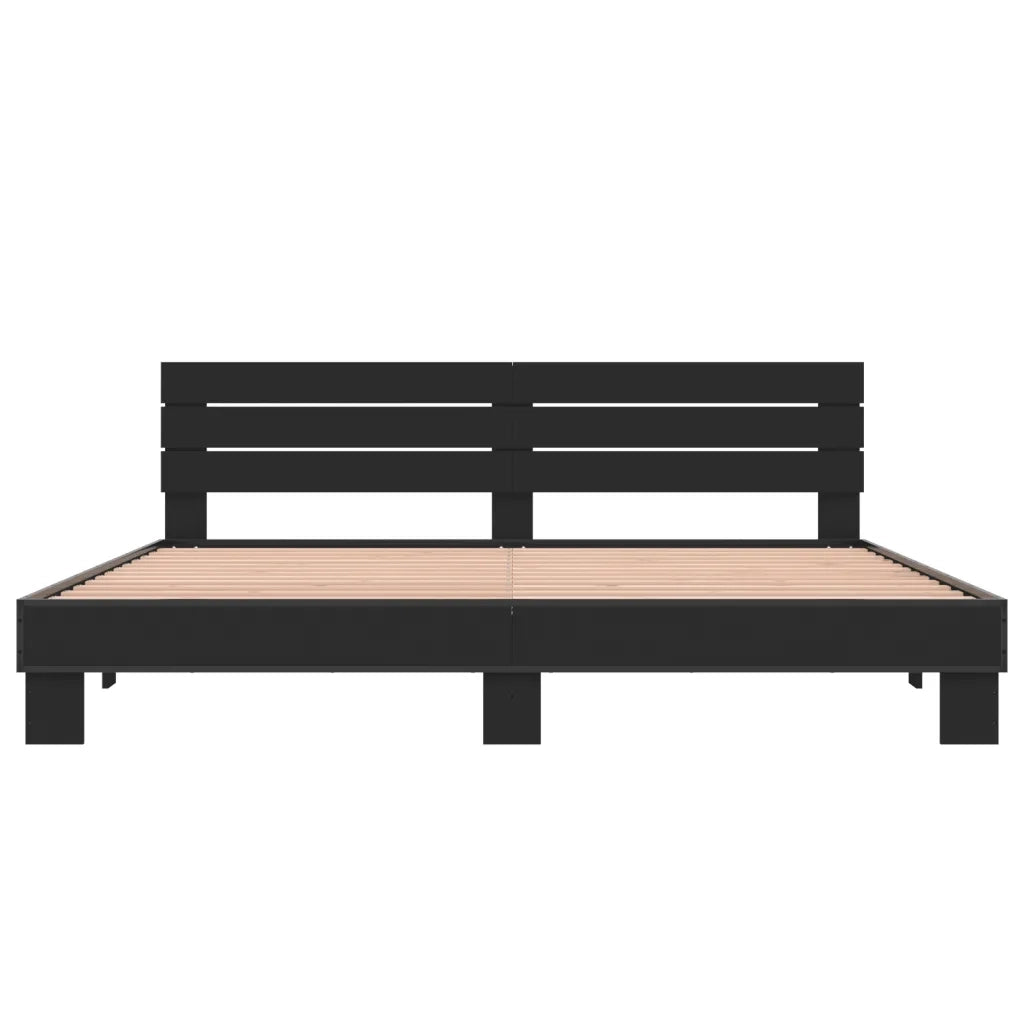 Giroletto Nero 200x200 cm in Legno Multistrato e Metallo
