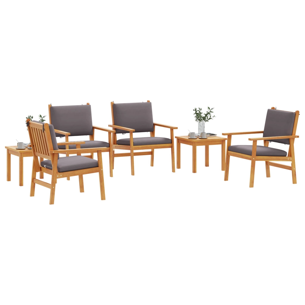 Set da pranzo da giardino 6 pezzi con cuscini in legno massello di acacia