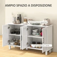 Mobile Multiuso in MDF a 4 Livelli con 2 Ripiani Regolabili e 5 Gambe, 120x37x75 cm, Bianco