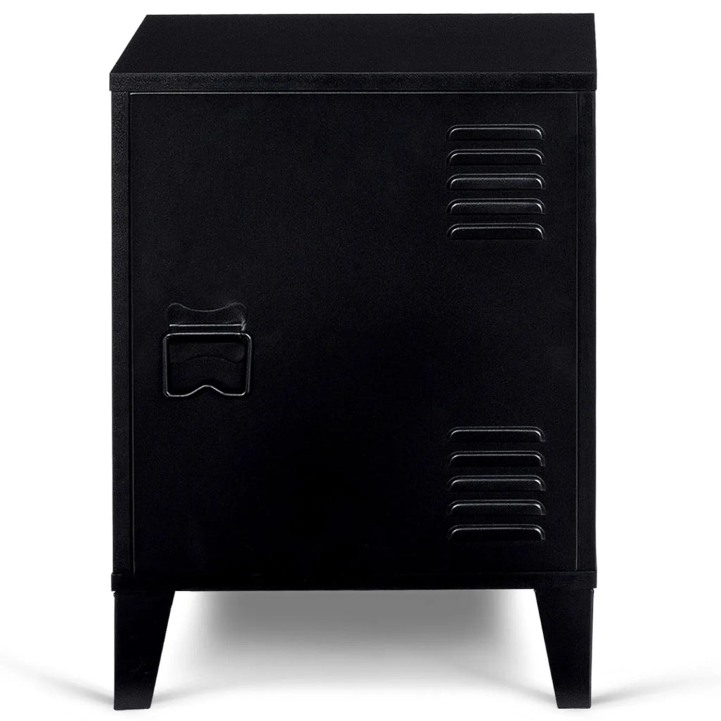 IDMarket - Comodini con 1 anta in metallo nero, design industriale ESTER