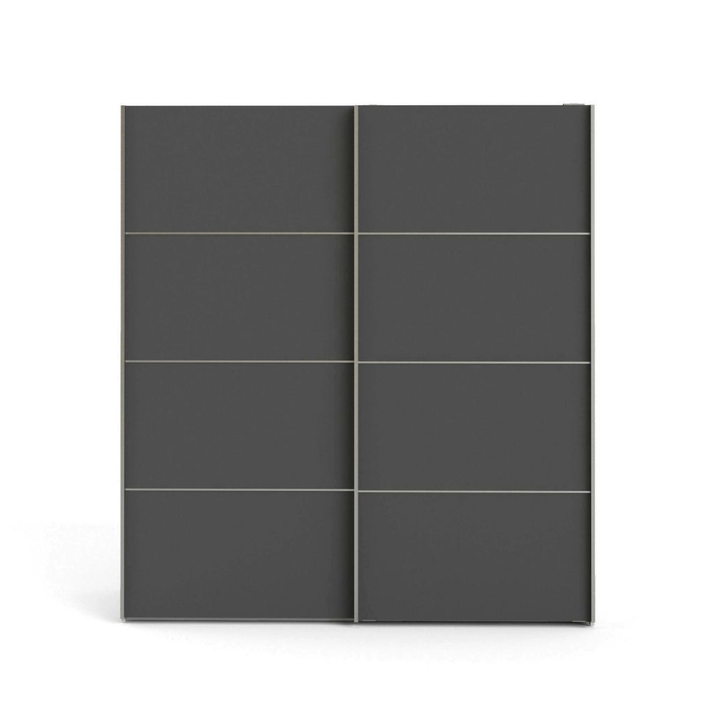 Guardaroba 2 ante Accadia, Mobile camera da letto, Cabina armadio portabiti, Armadio appendiabiti, 182x64 h202 cm, Grigio e Bianco