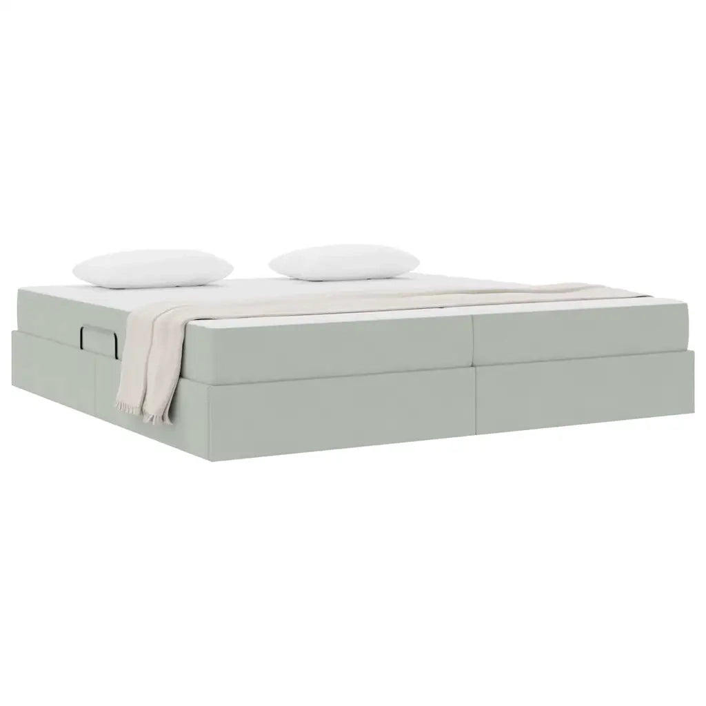 Letto con contenitore e materasso Grigio chiaro 200 x 200 cm