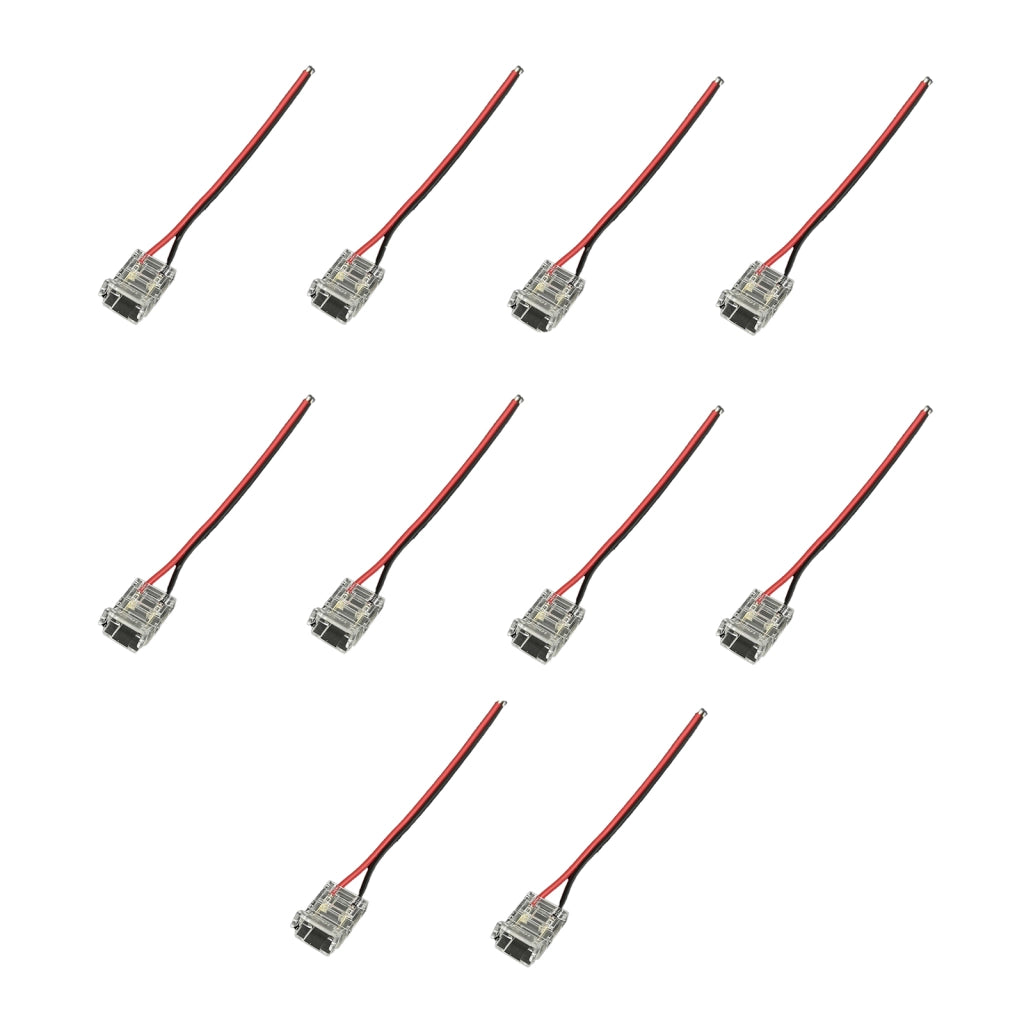 10 Pezzi Connettore Trasparente Invisibile 10mm 2 PIN Per Chiudere 2 Striscie Led Smd COB con Passo da 10mm Senza Saldare