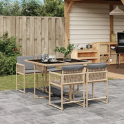 Set Pranzo da Giardino 5 pz con Cuscini Beige Misto Polyrattan