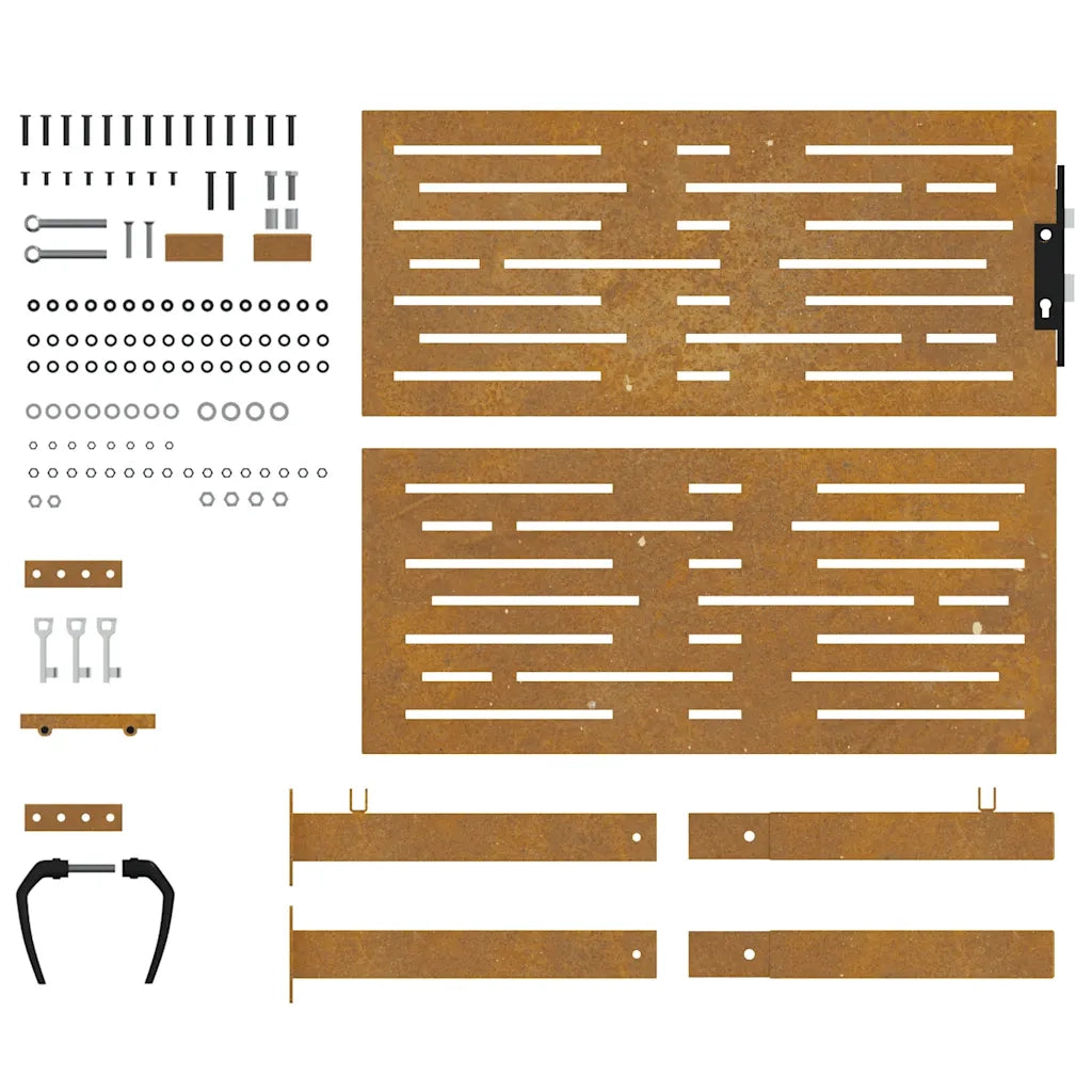Cancello da giardino 100x100 cm in acciaio Corten design quadrato 153251