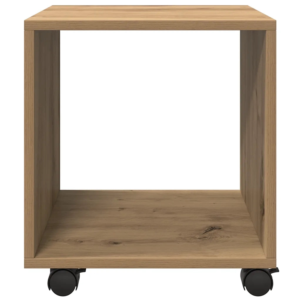 Mobiletto con Ruote Rovere Artigianale 37x33x42,5 cm Truciolato 853136