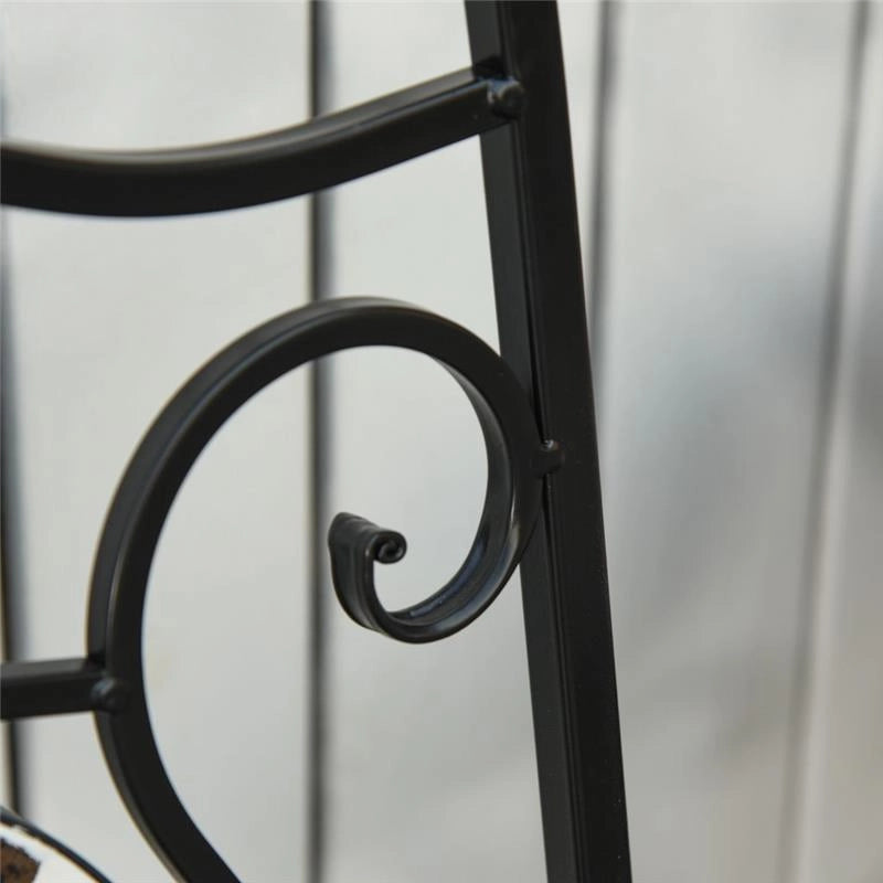 SET CON TAVOLO TONDO E 2 SEDIE PIEGHEVOL IN METALLO E CERAMICA MOSAICO