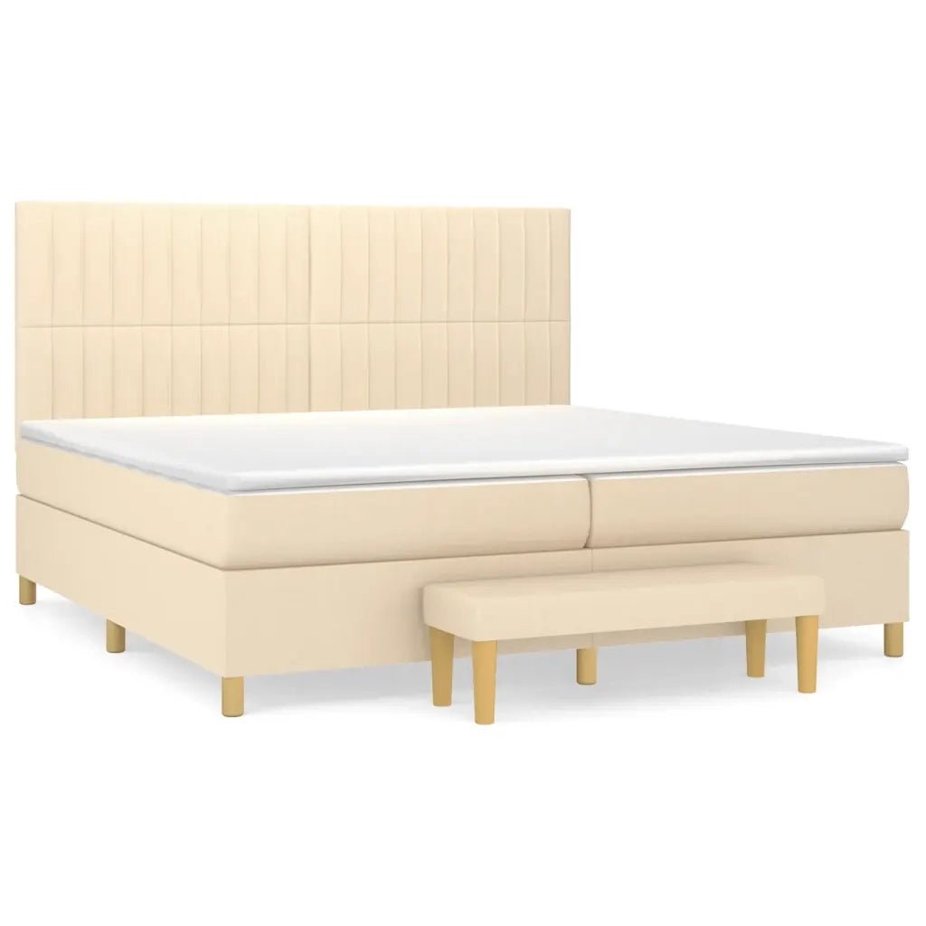 Giroletto a Molle con Materasso Crema 200x200 cm in Tessuto 3137346