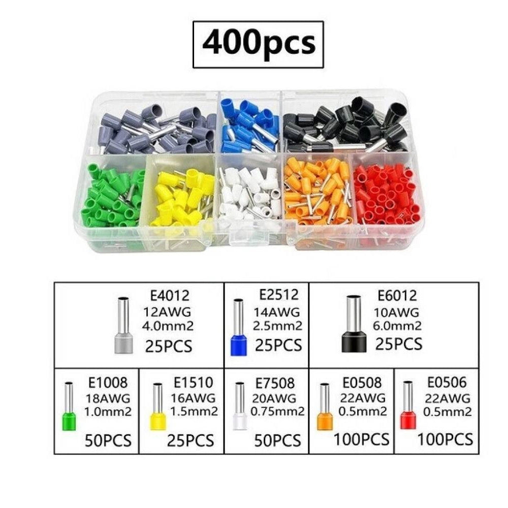 Trade Shop - Set 400 Terminali Crimpare Connettori Capicorda Elettrici Puntali Isolati 07427 -