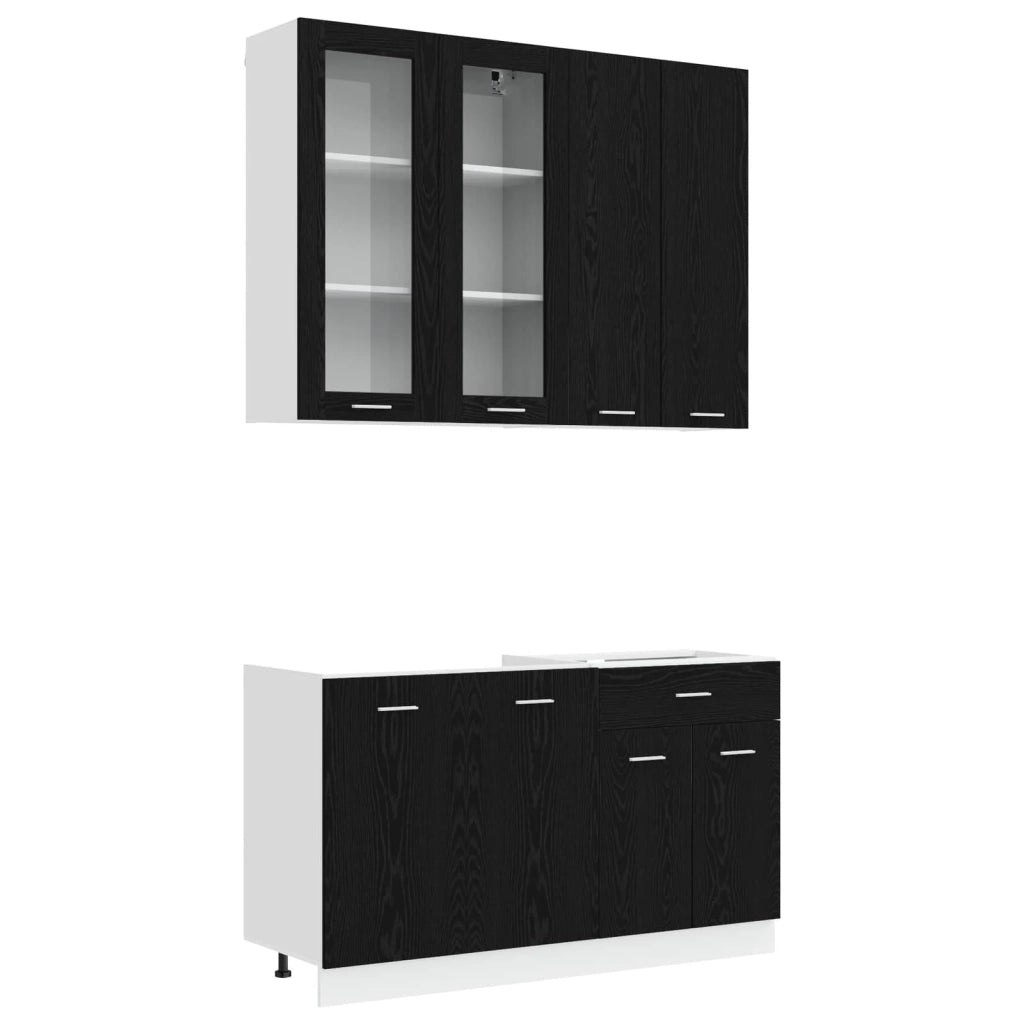 Unità Cucina LYON 4 pcs Rovere Nero Legno ingegnerizzato 3438364