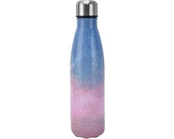 Fiasco termico in forma di cola per scuola, sport, campeggio, escursione - biberon in acciaio inossidabile (cielo stellato rosa)