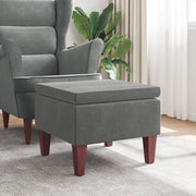 Poggiapiedi con Gambe in Legno Grigio Scuro in Velluto 329458