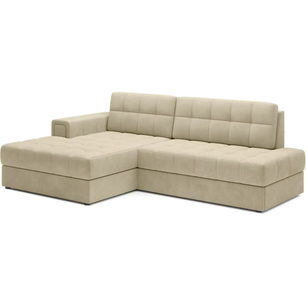 Divano angolare convertibile CUBITO beige 240 cm con contenitore e letto