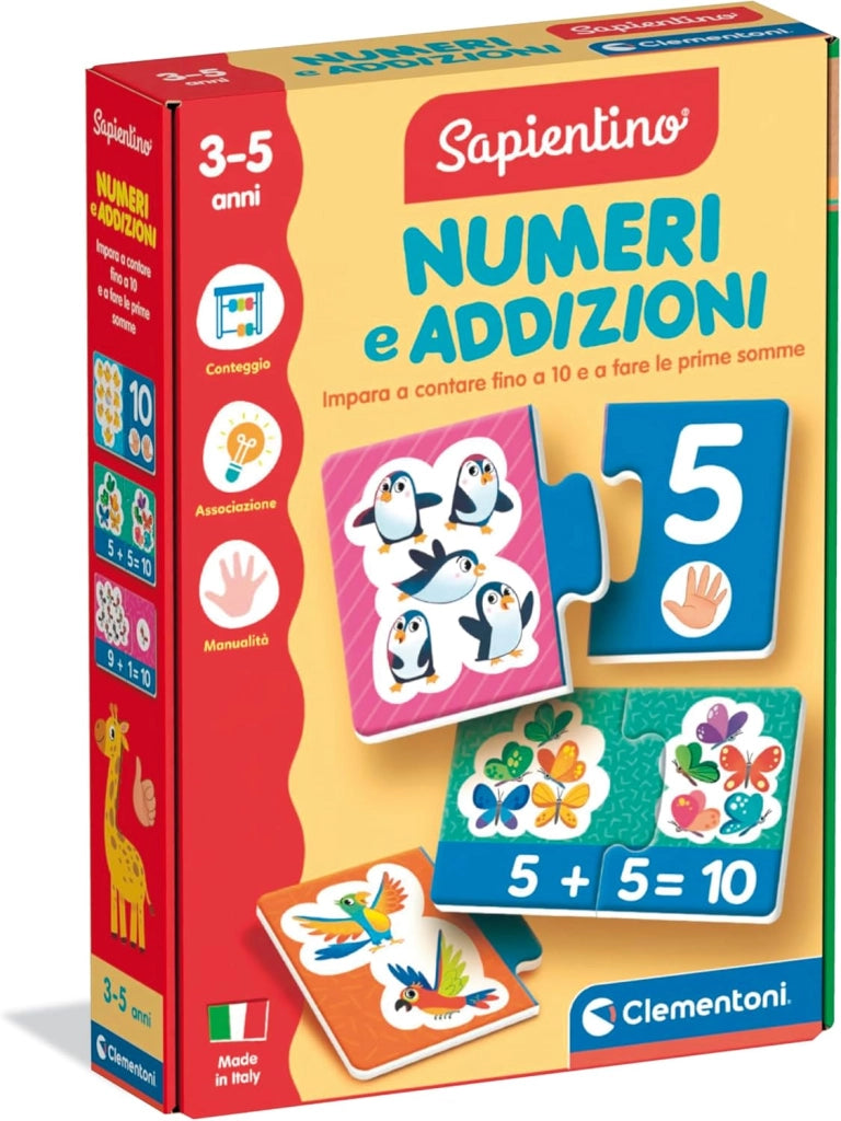 Sapientino - Numeri e Addizioni, Gioco Educativo Bambini , Puzzle per Riconoscere Le Cifre e Imparare a Contare, Made in