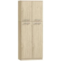 Mobile Contenitore Minimal con 2 Armadietti e Mensole Regolabili, in Legno color Rovere, 59x31x155 cm