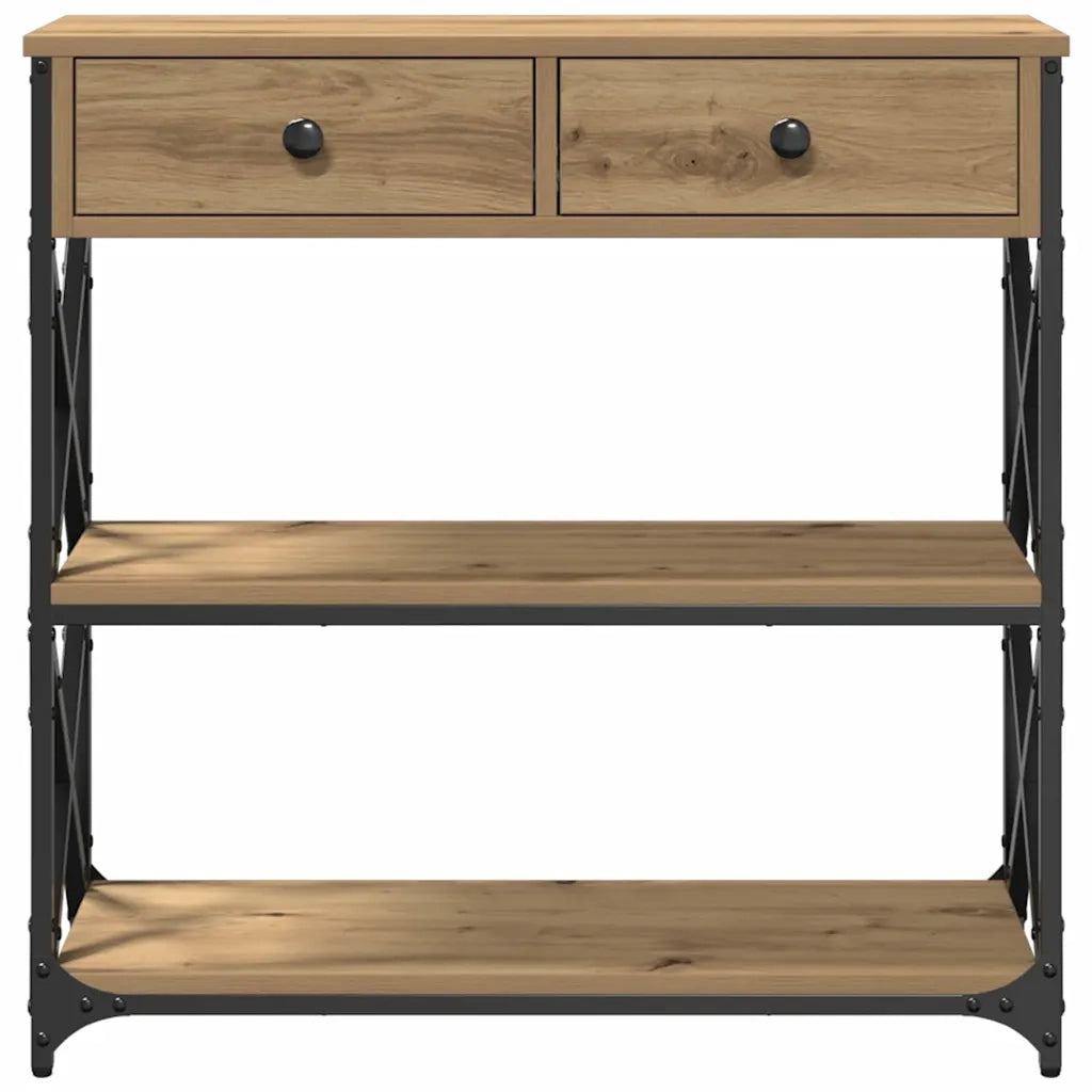 Tavolo Consolle | Tavolo d'Ingresso con cassetto rovere artigianale 75 x 28 x 75 cm
