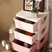 Contenitori Portaoggetti per Bambini con 4 Scatole, Bordi Arrotondati, Design Rialzato, 37x37x76 cm, Rosa