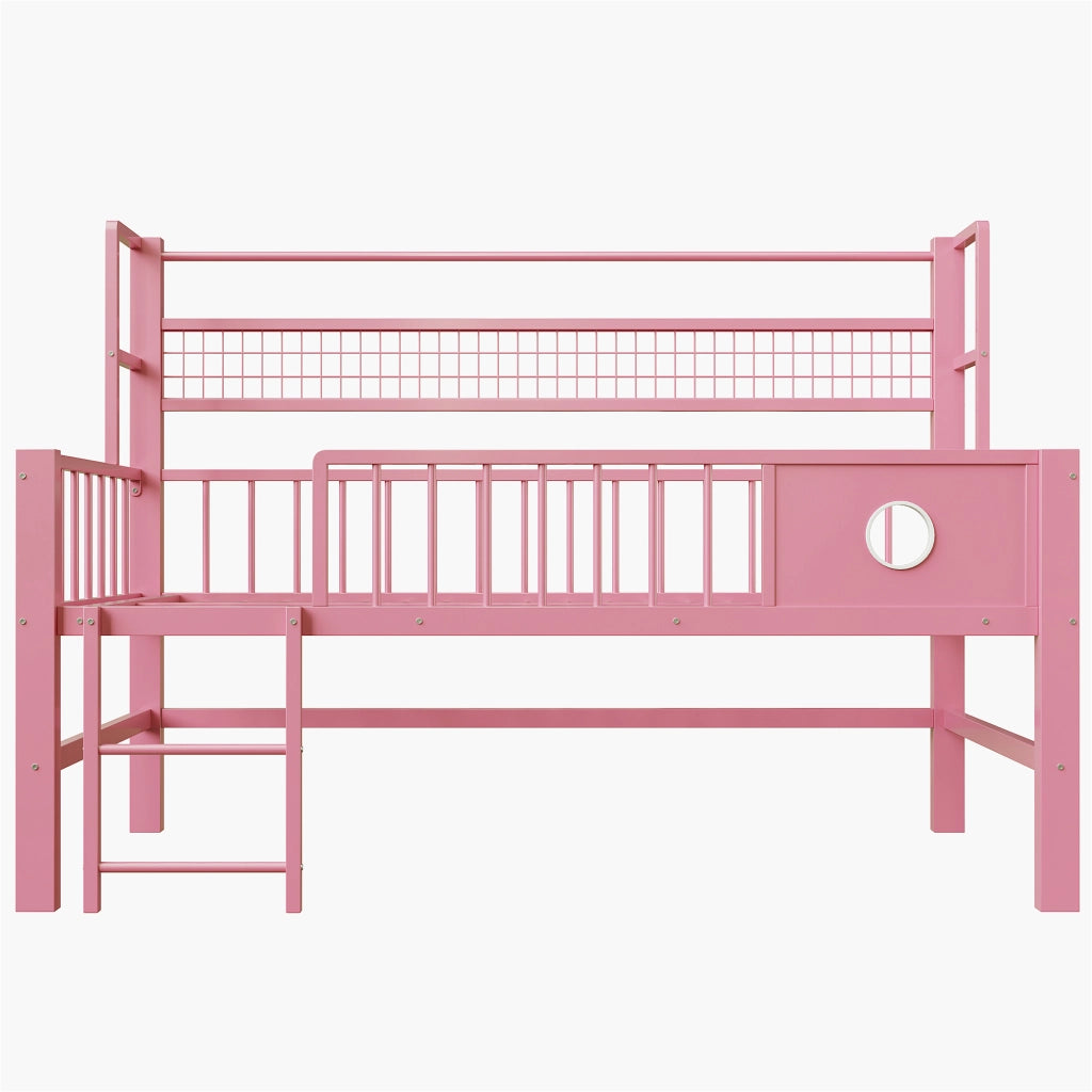 LETTO A CASTELLO BASSO 90x200 cm in metallo rosa
