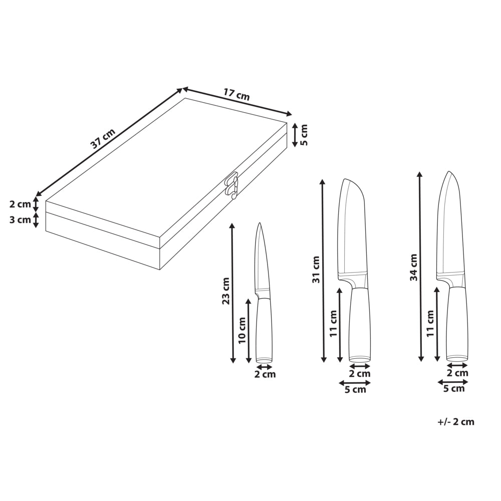 Set di 3 coltelli da cucina moderni affilati a mano, durezza 62 HRC acciaio inossidabile damasco marrone scuro